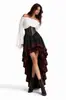 Falda Larga Pirata Retro Medieval de Halloween con Cintura Ceñida y Volantes de Capitán Vestido de Corte Conjunto de Tres Piezas
