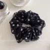 Scrunchie Retro de Bolinhas Estilo Coreano para Mulheres, Elástico Suave para o Dia a Dia para Coques, Prendedor de Rabo de Cavalo Confortável, Acessório de Cabelo