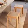 Banqueta quadrada empilhável em madeira maciça e trama de rattan para uso doméstico, estilo meados do século, banqueta extra para convidados na sala de estar, banqueta alta, cadeira para mesa de jantar