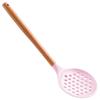 Venta al por mayor de fábrica colador de silicona con mango de madera para valla cuchara para olla caliente de cocina casera filtro cuchara para escoria de sopa herramientas de cocina