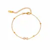Pulsera de Acero de Titanio Resistente a la Decoloración Estilo Transfronterizo Europeo y Americano para Mujer, Moderna y Versátil, Oro de 18 Quilates, Más Vendida en Transmisiones en Vivo, Venta al por Mayor Directa de Fábrica