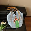 Bolsa Tecida Vazada de Grande Capacidade para Mulheres 2025 Novo Estilo Estilo Preguiçoso Bolsa Tote Tricotada Bolsa de Praia para Férias à Beira-Mar