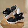 Sandalias de Cuña de Talla Grande Transfronterizas para Mujer 2025 Nuevas de Verano Versátiles de Punta Redonda con Velcro de Suela Gruesa Sandalias de Playa para Mujer
