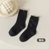 Calcetines para Niños para Primavera y Otoño, Calcetines de Algodón Grado A para Niñas, Doble Aguja, Puño Flojo No Apretado, Estilo Academia, Calcetines de Caña Media Holgados de Princesa