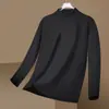 Camiseta base térmica masculina para outono e inverno, camiseta de manga comprida com gola alta meia, top de marca moderna, roupa masculina de alta qualidade