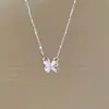 Collar de Mariposa Fresa Rosa, Nuevo Artículo Caliente de Verano, Diseño de Nicho de Alta Gama, Cadena para Clavícula, Accesorio de Moda Tendencia
