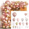 Conjunto de Arco de Corrente de Balões Rosa Dourado Metálico para Decoração de Festa de Casamento Aniversário Decoração com Balões