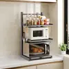 Prateleira multifuncional para micro-ondas, rack de armazenamento de cozinha multicamadas para panelas de arroz, organizador de bancada, uso doméstico, prateleira multicamadas retrátil