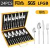 Suministro transfronterizo de Amazon, vajilla de acero inoxidable de 24 piezas, ideal para cintura pequeña, caja de regalo de 4 piezas, cuchillo, tenedor y cuchara.