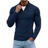 Suprimento Transfronteiriço da Amazon Masculino Seda de Leite Meio Zíper Gola Alta Pequena Camada de Base Manga Longa Slim-fit Top Multicor