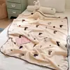 Manta pequena de lã de leite Classe A com bordas de concha, manta 3D para sofá, cochilo, escritório, xale, manta de bebê, lavável à máquina