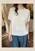Loja Oficial Dan Nong de Xangai/Primavera/Verão 2026 Feminino Estilo Japonês Algodão e Linho Camiseta Artística Clássica Solta Manga Curta Top