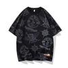 Camiseta Casual Masculina Versátil Solta Respirável de Manga Curta Estilo Graffiti Verão Tendência Masculina Estilo Japonês Fresca Slim Gola Redonda Masculina