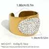Anéis com um Toque de Luxo de Nicho, Aço Inoxidável, Luxo Leve, Design Geométrico com Diamantes, Design Aberto Ajustável, Atacado Transfronteiriço