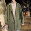 Casaco de Lã Engrossado com Forro de Pelúcia, Casaco Trench, Roupa de Inverno, Comprimento Médio, Masculino, Tamanho Grande, Moderno, Amigo de Pessoas Gordinhas, Jaqueta Solta