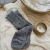 ¡La atmósfera de Otoño e Invierno está al máximo! Calcetines de Lunares Estilo Coreano Versátiles Gris Azul Otoño e Invierno de Media Pantorrilla Calcetines de Encaje de Lana