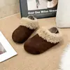 Pantuflas de Piel para Mujer de Invierno, Para Usar al Aire Libre, Suela Gruesa, Forradas de Felpa, Zapatos Calientes, Nuevas Medias Pantuflas Birkenstock 2026 Pantuflas de Algodón Slip-on