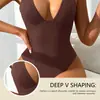 Body Zeriluna de Cuello en V Profundo con Sensación de Piel Nude, Suave, Transpirable, Amigable con la Piel, Cómodo, Sencillo, Para el Uso Diario, Multicolor, Atuendo Personalizado