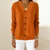 Exportação Transfronteiriça Estilo Europeu e Americano Outono e Inverno Novo Cardigã Tricotado Feminino Cor Sólida Casual Moda Jaqueta Suéter Cardigã Feminino