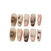 Cinco Pontas Estrela Rosa e Branca Gradiente Pré-Fabricadas Unhas Usáveis para Meninas do Xiaohongshu, Arte de Unhas Estilo Ins de Alta Qualidade, Fonte para Atacado