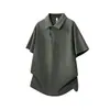 Camisa Polo G-stone para Hombre, Única, con Botones Cuadrados en la Tapeta, Cuello Campana, Color Sólido, Manga Corta para el Trabajo