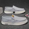 Zapatos de lino y lona transpirables de verano para hombre, zapatillas casuales sin cordones, zapatos perezosos de moda para hombre