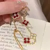Pulsera de Trébol de Cuatro Hojas de la Suerte a la Moda con Madreperla Natural Deslizante para Mujer, Accesorio de Joyería de Mano Floral de Lujo Ligero de Gama Alta