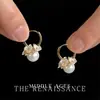 Cesta de Flores ~ Pendientes de Flor de Estilo Vintage de Segunda Mano con Circonita y Perla Pendientes Artísticos Retro de Temperamento Suave Estilo Elegante
