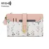 Promoção Quente Carteira Feminina de PU com Estampa Floral de Grande Capacidade com Folhas Soltas, Múltiplos Porta-Cartões, Comprimento Médio, Anti-Roubo RFID Transfronteiriça