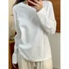Camiseta Básica de Algodón Puro para Hombres y Mujeres, Camisa Base Blanca, Top Casual Simple de Hombro Normal con Mangas Largas para Usar en Capas, Primavera 2026
