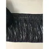 Poliéster Negro DTY Encaje de Borlas Accesorios de Decoración para Ropa Ropa Faldas Alargamiento Ancho 21cm