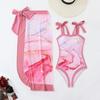 Bikini de tres piezas con abertura sexy para niña hawaiana, blusa de alto nivel, traje de baño para figura de playa