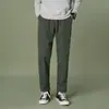 Pantalones Largos Casuales para Hombre Primavera y Otoño Delgados Sueltos Modernos Versátiles Elásticos Rectos Ligeros de Negocios Cortos Pantalones de Traje