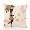 Cojín de almohada de piel de melocotón para sofá, cómodo y de tacto fino, con estampado de tela fresca y sencilla, venta al por mayor