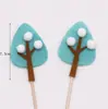 Enchufe para Pastel de Cumpleaños de Árbol del Bosque Verde Azul Amarillo Fieltro Árbol Mori Decoración para Hornear Tarjeta de Mesa de Postre