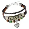 Pulsera punk europea y americana hecha a mano con cuentas de piel de vaca aleación pareja AMOR pulsera de cuero joyería comercio electrónico transfronterizo suministro