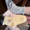 Calcetines con Lazos para Mujer, Calcetines Cortos de Lunares, Calcetines Cortos de Verano Finos Dulces con Puño de Burbuja, Calcetines Lisos Estilo Ballet