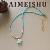 Collar Original Nuevo Vintage de Moda Exquisito con Perlas Turquesas de Caballo, Cadena Versátil para Clavícula Estilo de Nicho de Lujo Ligero para Mujeres