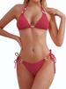 Conjunto de Bikini Triangular de Encaje con Cordones para Mujer de Nylon Transfronterizo Personalizado Sexy Traje de Baño de Dos Piezas Lindo Traje de Baño con Cuello Halter