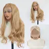 Peruca com front lace, castanho claro, cabelo longo e cacheado, fibra sintética fosca de alta temperatura, direto da fábrica, envio direto em peça única