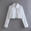 Comércio Exterior Transfronteiriço ZA Feminino Verão 2023 Novo Estilo Universitário Temperamento Cor Sólida Solta Emagrecedor Camisa Curta