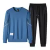 Conjunto de Ocio Deportivo para Hombre Primavera y Otoño Jóvenes y de Mediana Edad Chaqueta Cardigan de Manga Larga con Cuello Vertical Suéter de Cuello Redondo Conjunto de Tres Piezas Moderno