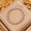 Pulsera de Acero Inoxidable Moda Lujo Ligero Pulsera Totalmente Diamantada Resistente al Color para Mujer Transfronteriza Más Vendida Pulsera de Acero de Titanio Trébol de Cuatro Hojas Plateada