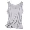 Chaleco de seda de punto con tirantes para mujer, de verano, con encaje, sexy, escote en V pequeño, base de seda morera, color liso, prenda exterior tipo tirantes