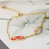Nafuge joyería de plata al por mayor I estilo antiguo Chang'an pulsera chapada en oro de 18 quilates incrustada con jade natural pulsera de plata de ley 925