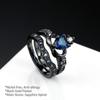 Anillo de Zirconia de Doble Corona Anillo de Corona de Amor con Zafiro para Mujer Juego de Anillos de Diamantes Venta al por Mayor Joyería Transfronteriza