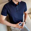 2026 Verão Novo Masculino Sem Costura Seda Gelada Fina Polo com Gola Tecido de Nylon de Secagem Rápida Camiseta de Manga Curta