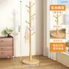 Perchero de Madera Maciza de Pie para Dormitorio, Perchero Vertical para Ropa de Hogar, Barra para Colgar Ropa, Estante Simple de Almacenamiento para Interiores con Bolsa