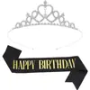 Conjunto Europeu e Americano Personalizado de Alça de Ombro de Coroa de Princesa Tiara Menina Faixa de Cabeça de Cristal Fita Coroa de Aniversário Suprimentos para Festa
