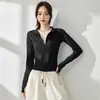 Cárdigan Deportivo de Secado Rápido, Cuello Alto, Manga Larga, Prenda para Correr y Fitness, Chaqueta Deportiva de Yoga, Chaqueta Ajustada de Secado Rápido para Mujer